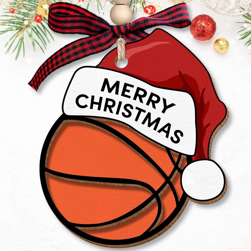 MAPDTWO Basketball Ornament - Basketball Ornaments for Christmas Tree - Sports Ornaments for Tree - Girls Sports Gifts, Team Gifts - 2 Layered Wood Christmas Ornament 2025 - Image 1
